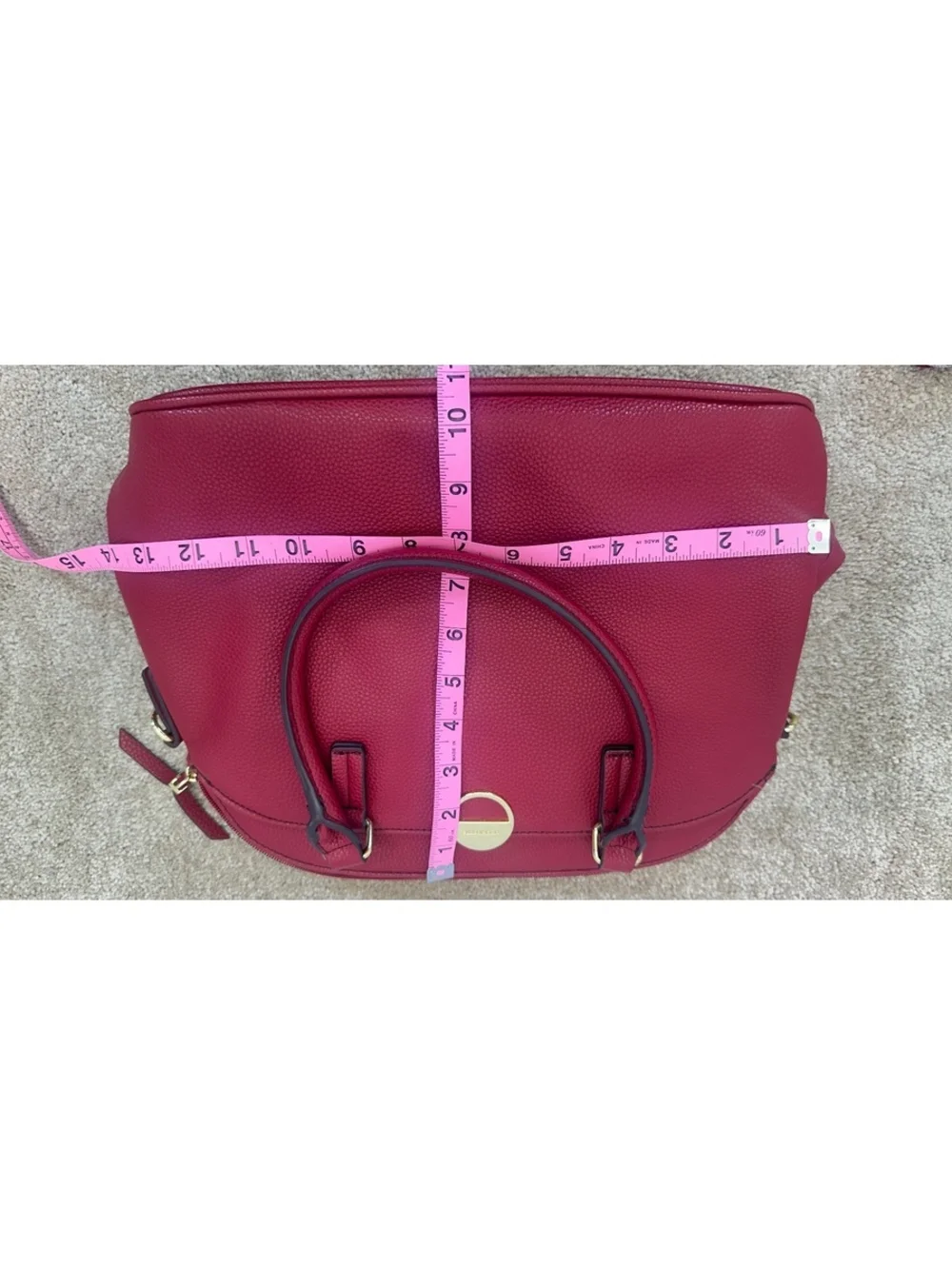 Liz Claiborne Red Dome Satchel Textured Faux Leather Matching Wallet Set